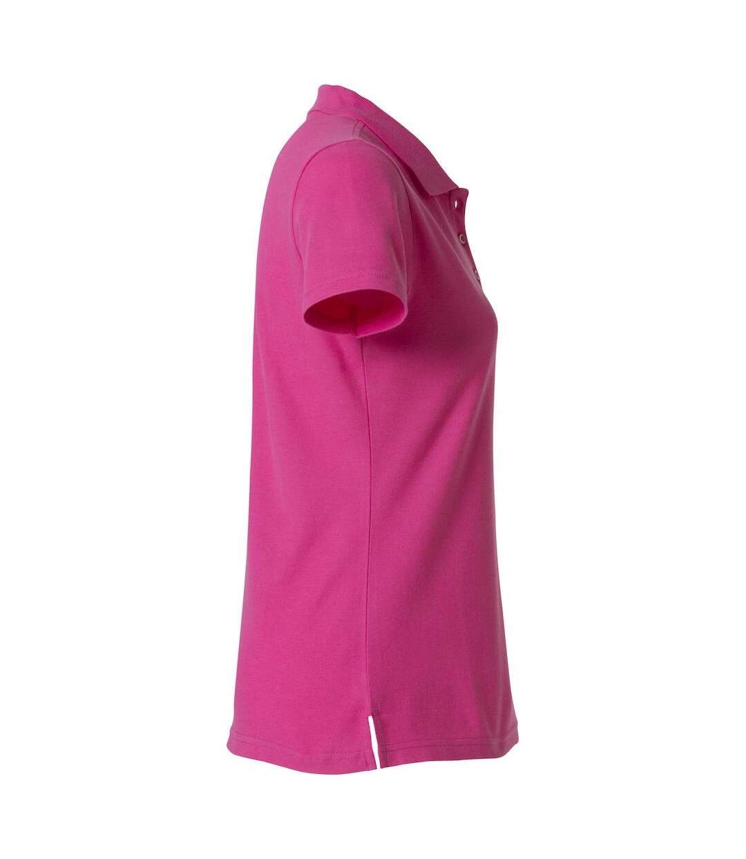 Womens/ladies Plain Polo Shirt Bright Cerise Clique-4