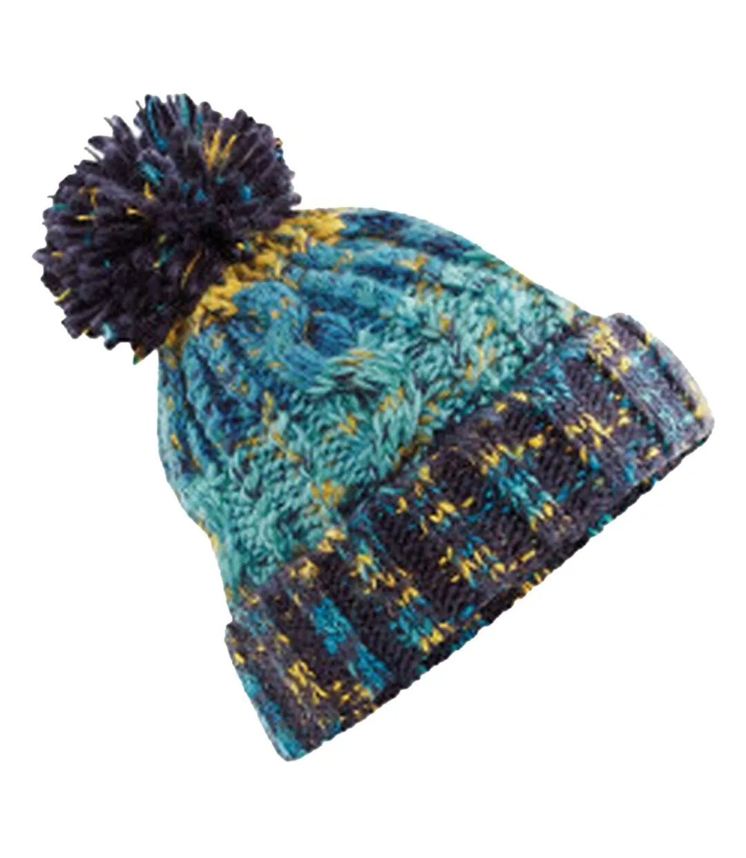 Womens/ladies Corkscrew Pom Pom Beanie Bleu Marine Beechfield-1