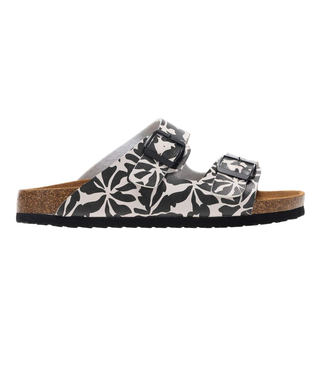 Sandales Ajustables À Double Sangle Motif/style Floral Mia Femme Blanc Cassé Noir Floral Regatta-2
