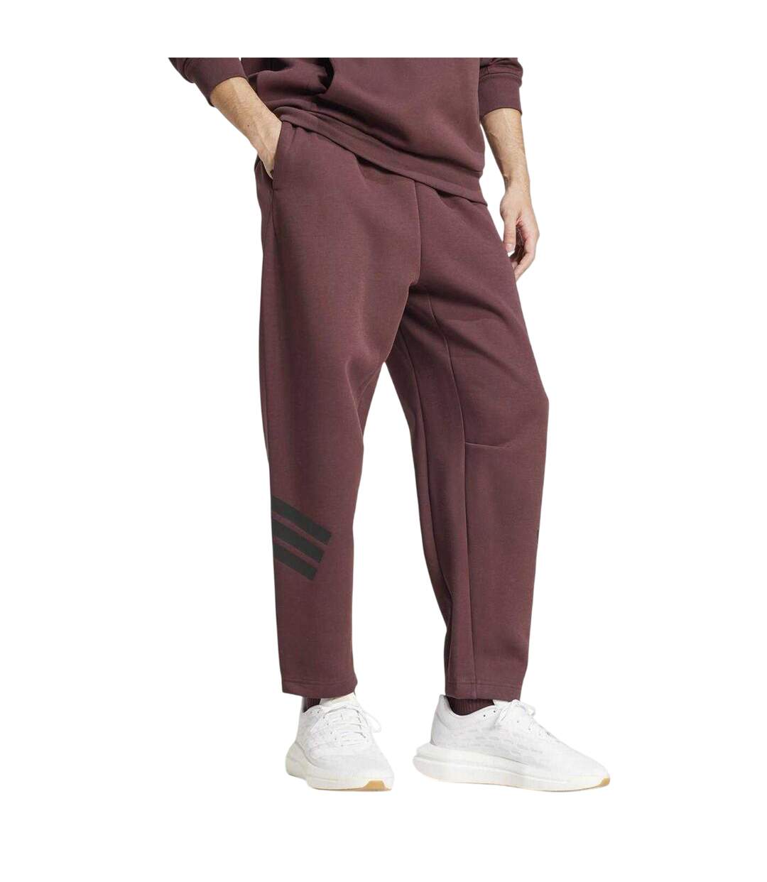 Mens Future Icons Fleece 3 Stripes Regular Joggers Ruby Red Adidas-3