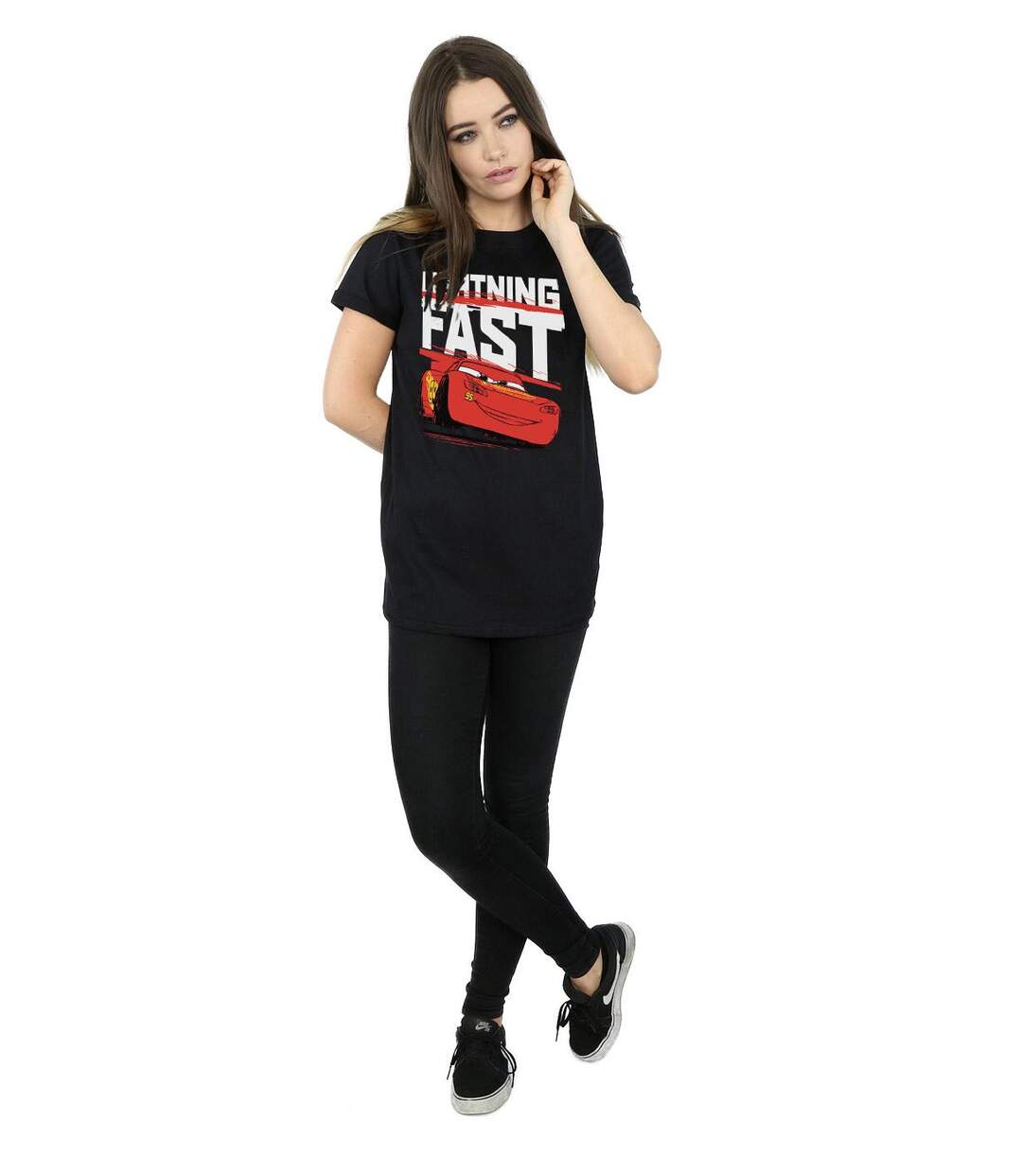 Disney Femme/Ladies Cars Lightning Fast - T-shirt boyfriend en coton (Noir) - UTBI15991-4