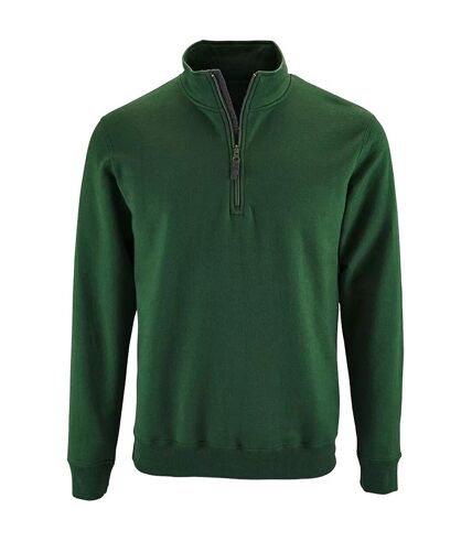 SOLS Mens Stan Contrast Zip Neck Sweatshirt (Bottle Green)