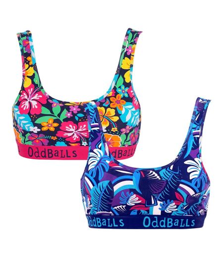 OddBalls Womens/Ladies Tropical Bralette (Pack Of 2) (Multicolored) - UTOB181