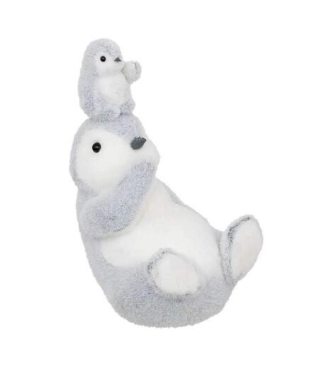 Objet Déco Maman Pingouin 28cm Gris