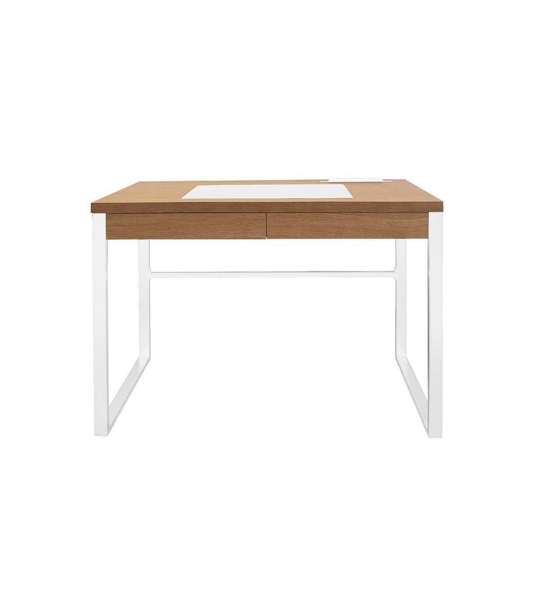 Bureau industriel en bois et métal avec tiroir-3