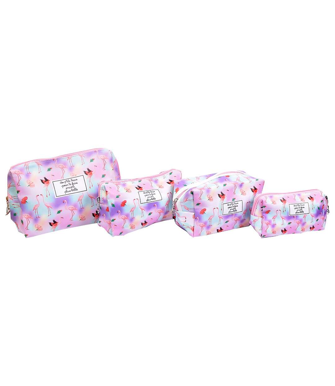 Trousse de Toilette Femme Tendance et fantaisie Pack de 4 Trousses PETITS TRUCS Flamant rose