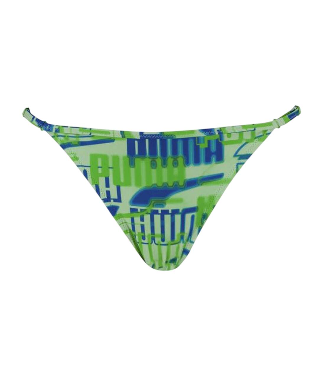 Womens/ladies Repeat Logo Side Tie Bikini Bottoms Green Puma-1