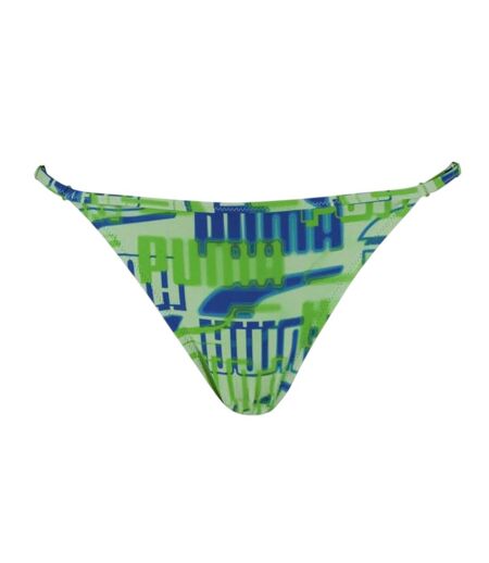 Womens/ladies Repeat Logo Side Tie Bikini Bottoms Green Puma