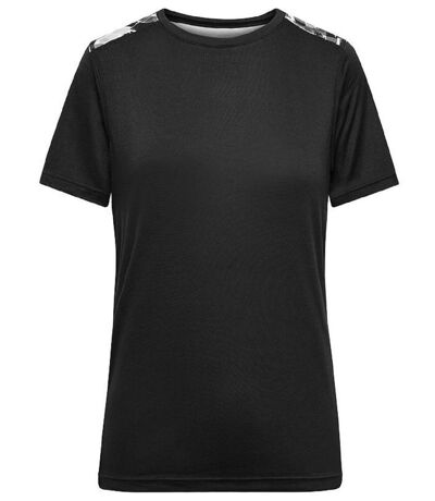 Maillot running - Femme - JN523 - noir, gris et blanc