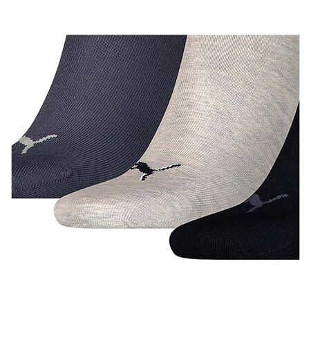 Pack Of 3  Unisex Adult Invisible Socks  Navy Light Grey Black Puma