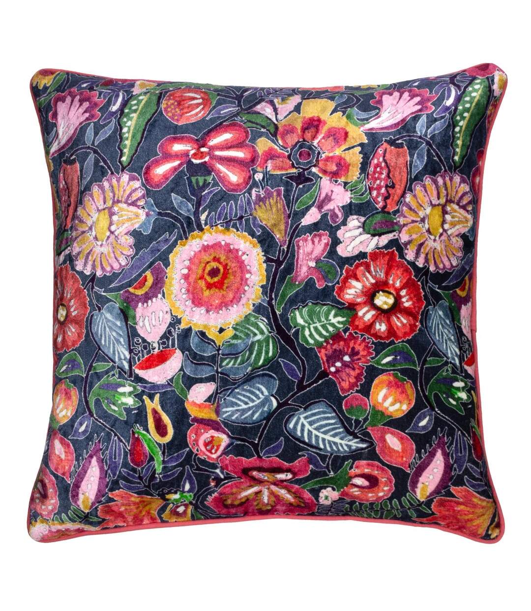 Glorine velvet piped cushion cover 50cm x 50cm multicoloured Wylder