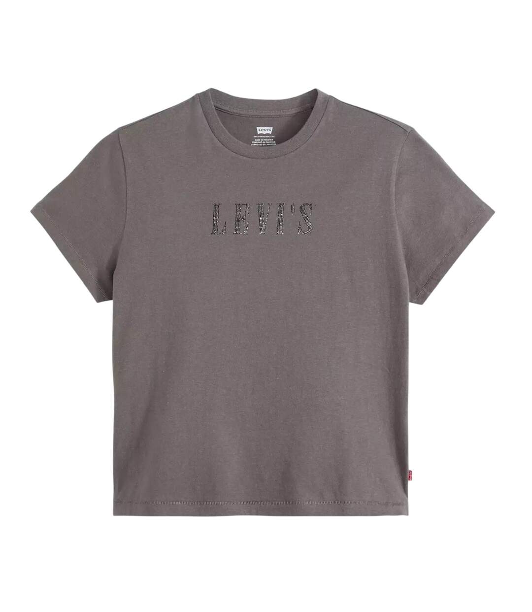 Womens/ladies Rhinestone T-shirt Grey Levis-2
