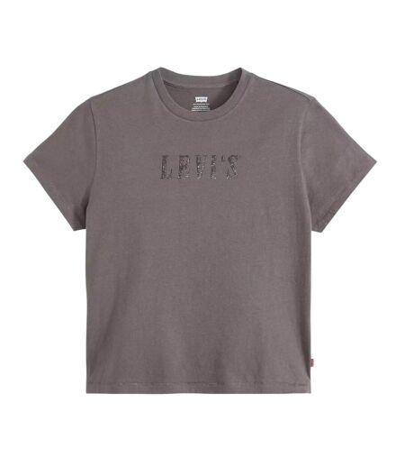 Womens/ladies Rhinestone T-shirt Grey Levis