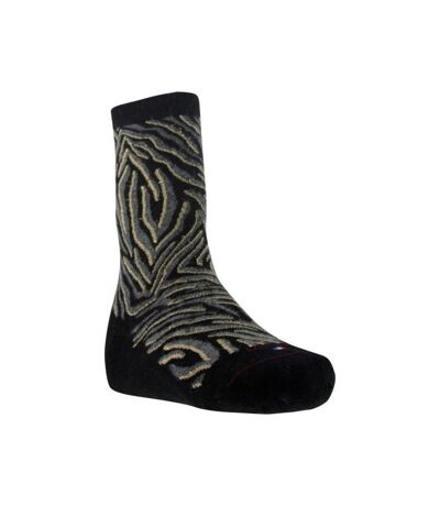 LABONAL Chaussettes Femme Viscose PEAU DE BETE Zèbre Noir