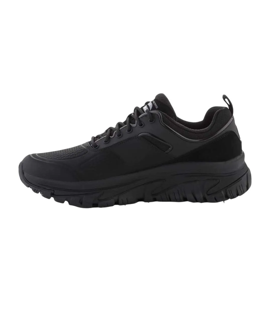 Mens Arch Fit Road Walker Vernal Leather Trainers Black Skechers-3