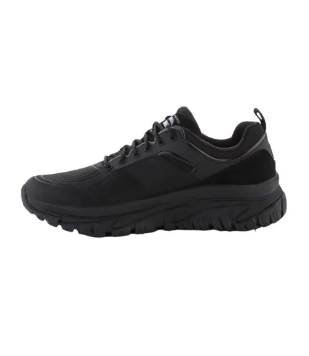 Mens Arch Fit Road Walker Vernal Leather Trainers Black Skechers