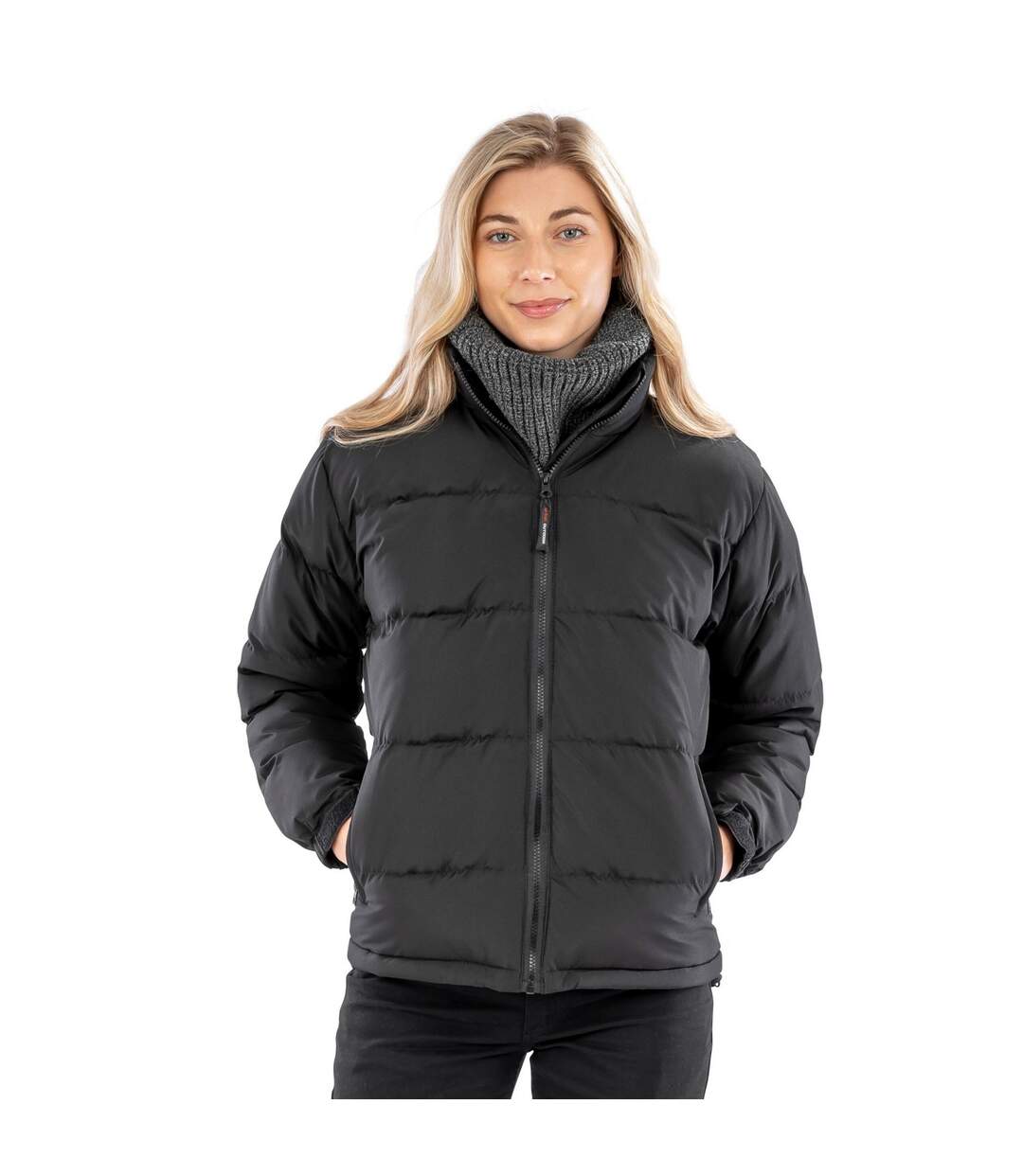 Womens/ladies holkham down feel padded jacket black Result Urban-2