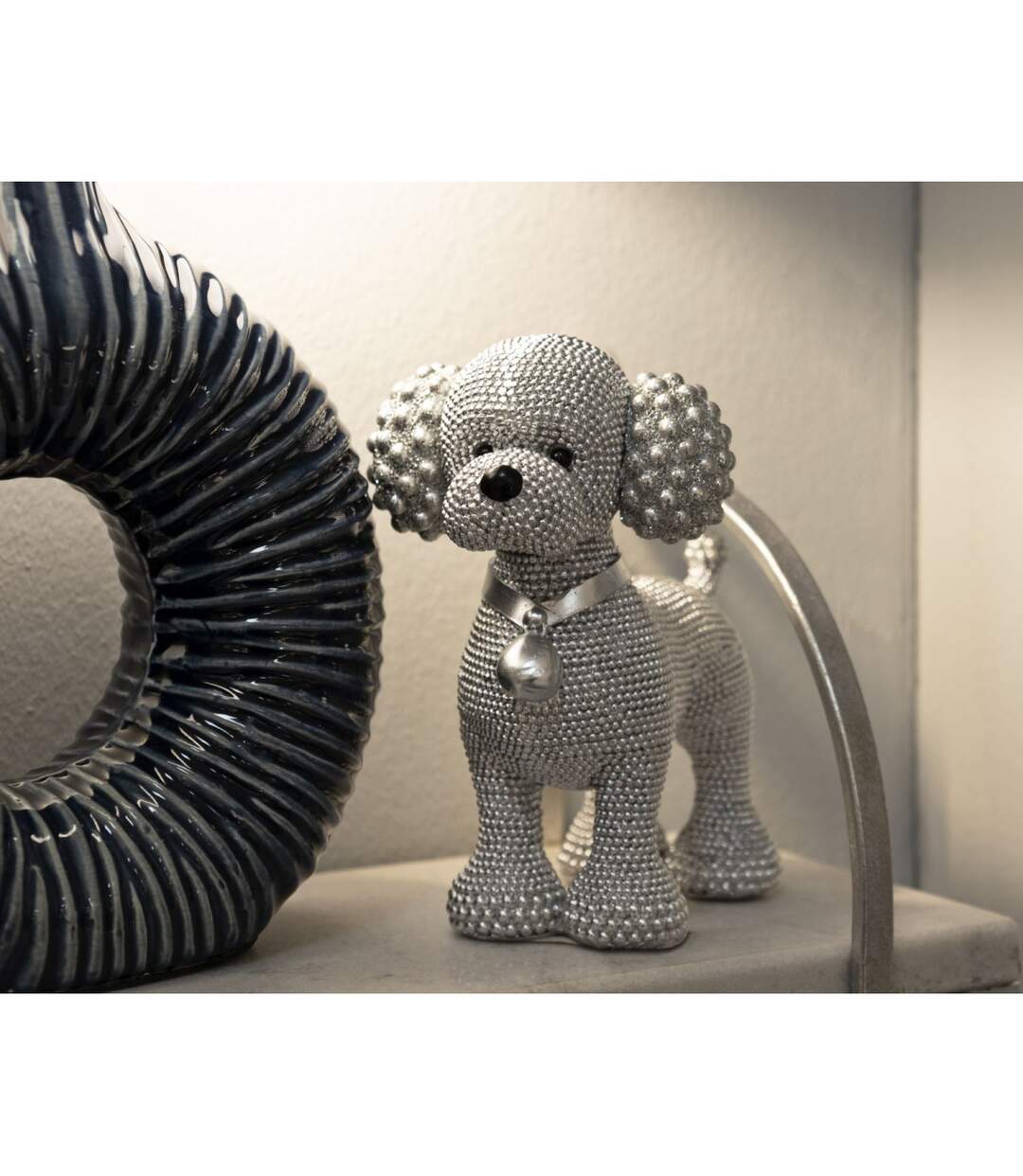 Statuette Déco Caniche Debout Sparky 15cm Argent-5