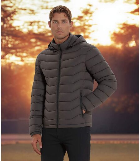 Doudoune homme manches longues hiver avec capuche amovible - Gris foncé, style casual et confort optimal