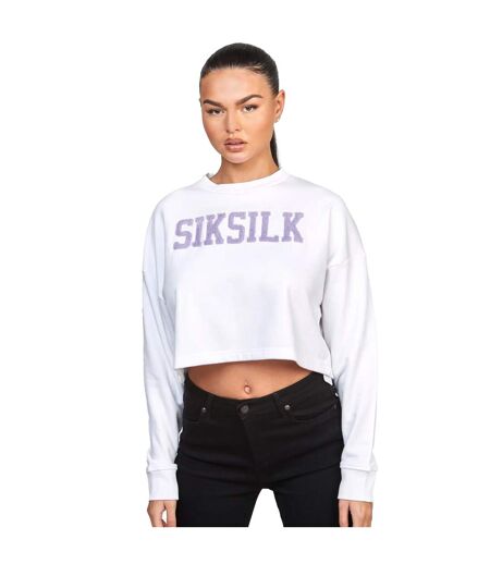 Sweat court varsity femme blanc SikSilk