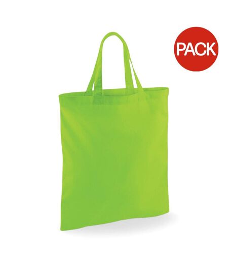 Westford Mill Short Handle Bag For Life (Pack of 2) (Lime Green) (One Size) - UTRW6990