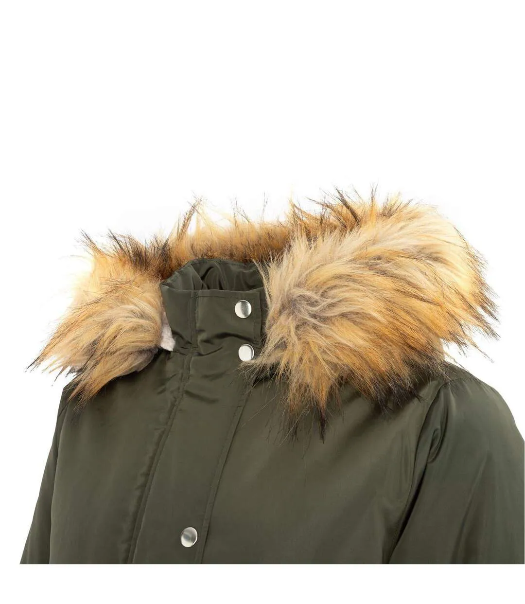 Parka Motif/style À Capuche Femme Vert Kaki Miso-4