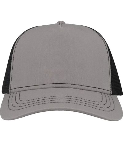 Atlantis Unisex Adult Rapper 5 Panel Canvas Recycled Trucker Cap (Gray/Black) - UTAB566