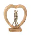 Statue Déco en Bois Couple & Cœur 35cm Naturel-1