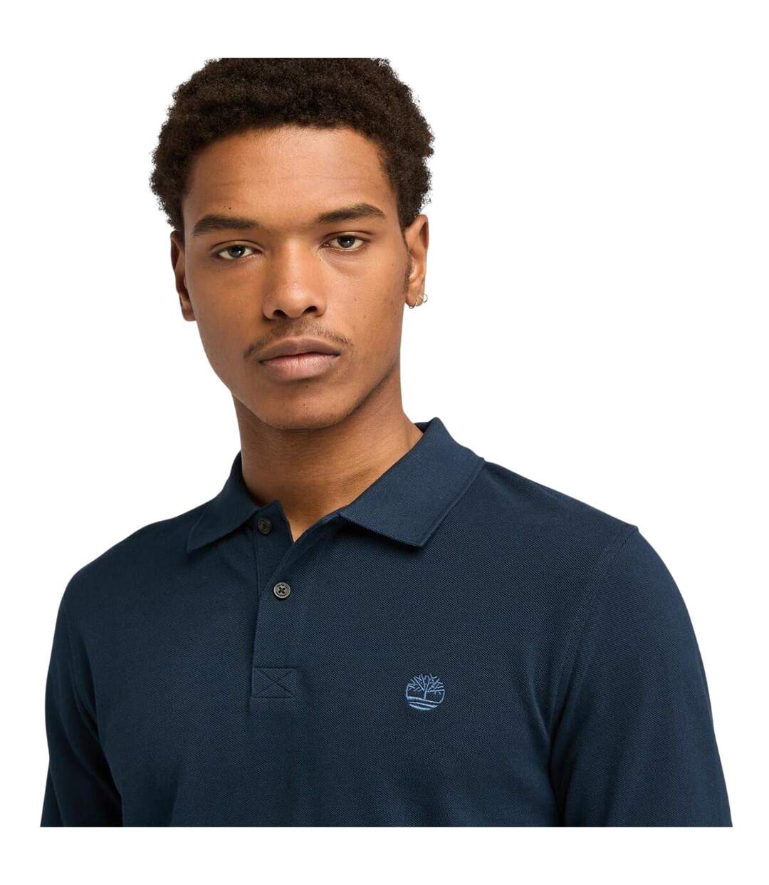 Polo Manches Longues Motif/style Côtelé Homme Bleu Saphir Foncé Timberland-3