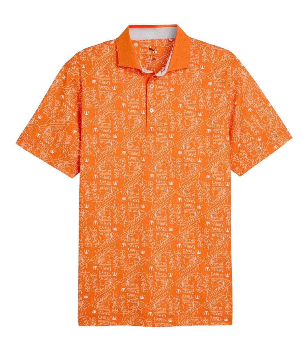 Mens Royal Crest Pique Golf Polo Shirt Orange Puma-1