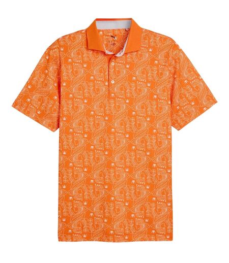 Mens Royal Crest Pique Golf Polo Shirt Orange Puma