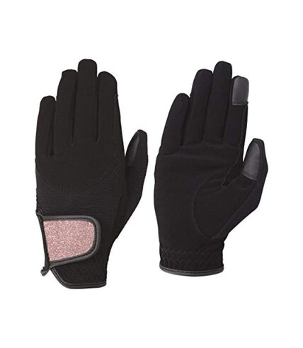 Gants d´équitation roka adulte noir / rose doré Hy5