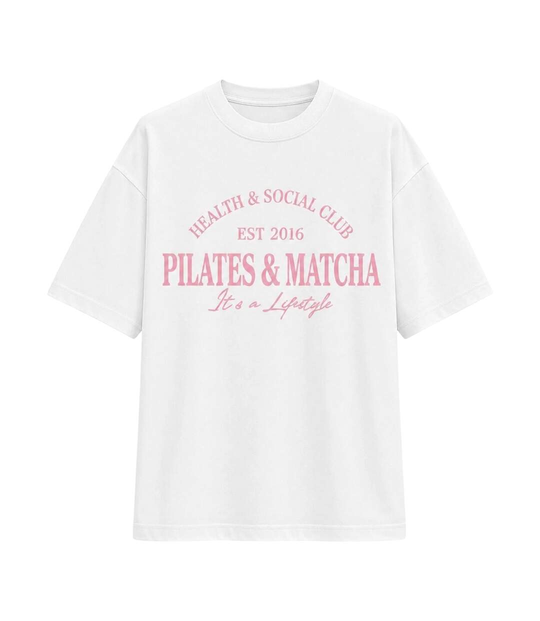 Womens/ladies Pilates And Matcha Graphic Print Oversized T-shirt Pink I Saw It First-1