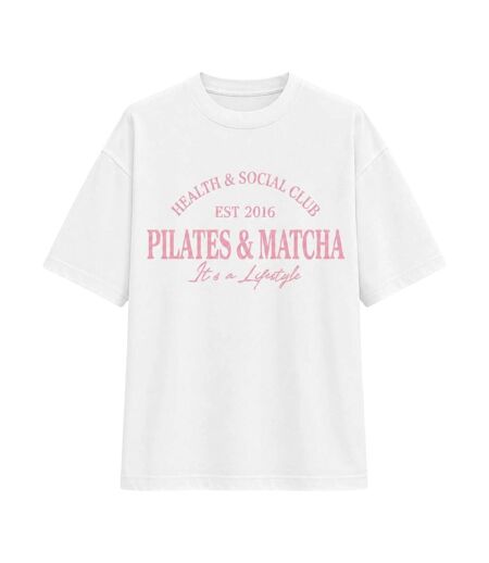 Womens/ladies Pilates And Matcha Graphic Print Oversized T-shirt Pink I Saw It First