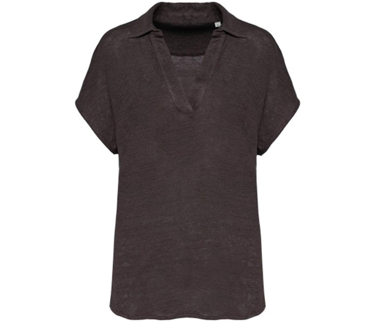 Polo en lin - Femme - PATS221 - gris stone-1