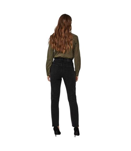 Womens/ladies Denim High Rise Mom Jeans Black Denim Vero Moda