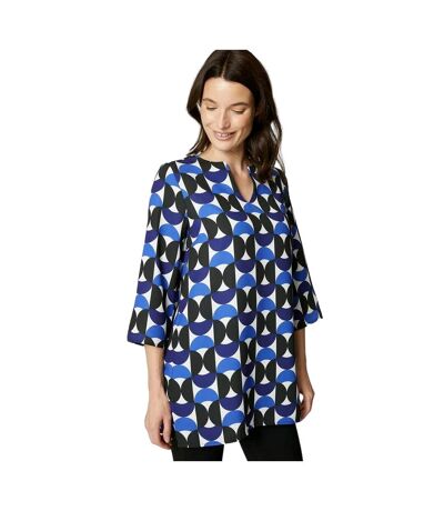 Maine Womens/Ladies Geometric Notch Neck Tunic (Blue/White/Black) - UTDH6165