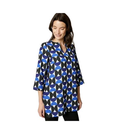 Maine Womens/Ladies Geometric Notch Neck Tunic (Blue/White/Black) - UTDH6165