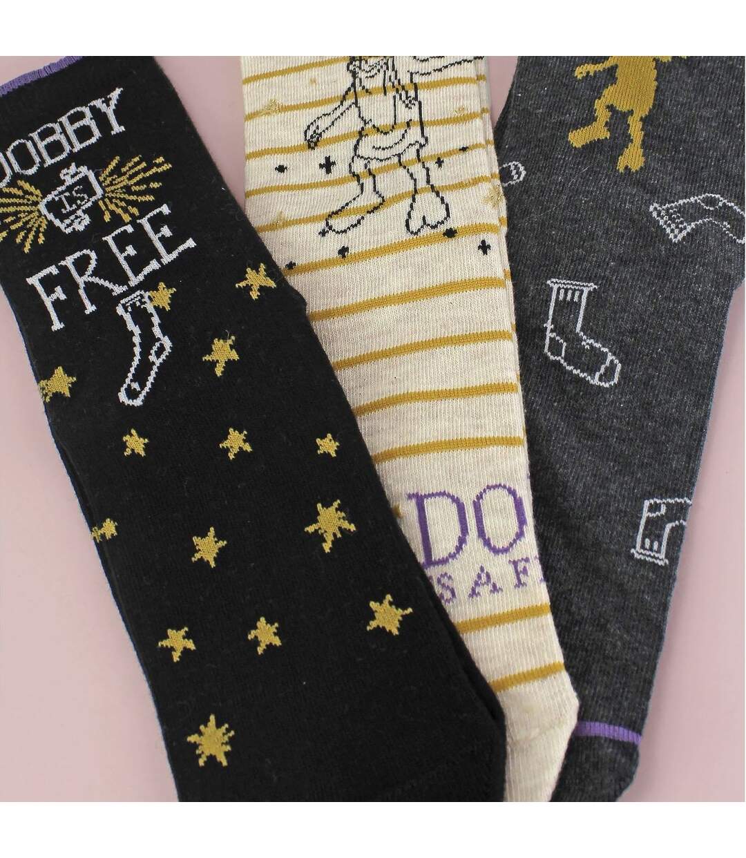 Ladies 3 Pack “Dobby Is Free” Harry Potter Socks-3
