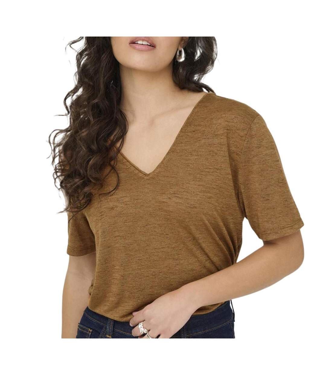 T-Shirt camel femme jdy camille glitter - m-1