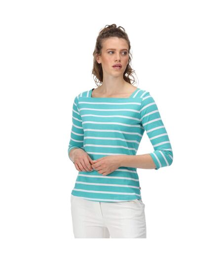 Regatta Womens/Ladies Polexia Stripe T-Shirt (Turquoise/White) - UTRG6921