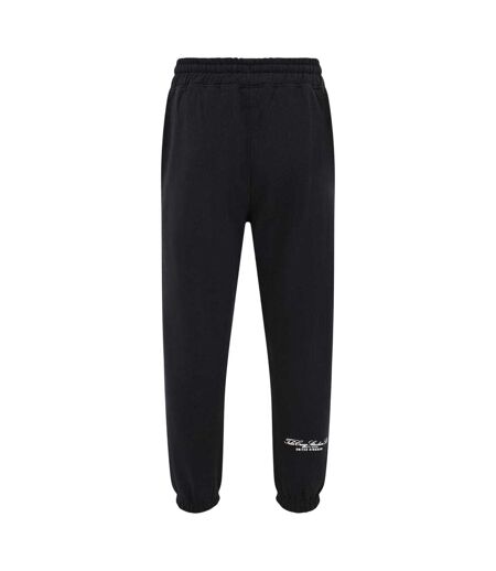 Mens Fleece Cuffed Ankle Jogging Bottoms Black Tela Cruz