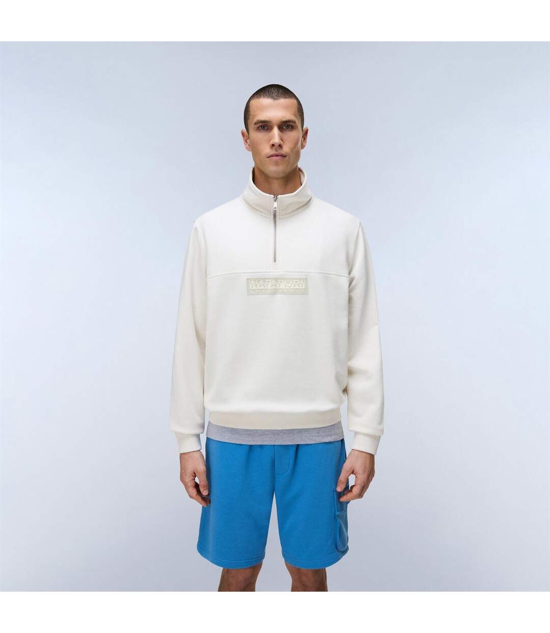 Mens Box Logo Sweatshirt White Napapijri-3