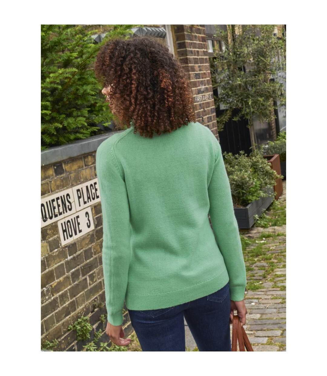 Womens/ladies Lambswool Polo Neck Jumper Mint WoolOvers-1