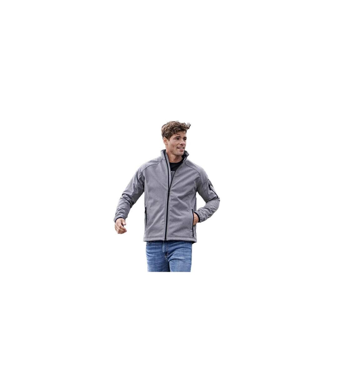 Mens Performance Lightweight Soft Shell Jacket Grey Melange Tee Jays-1