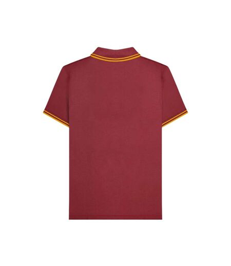 Mens Houndstooth Polo Shirt Burgundy Gold Lambretta