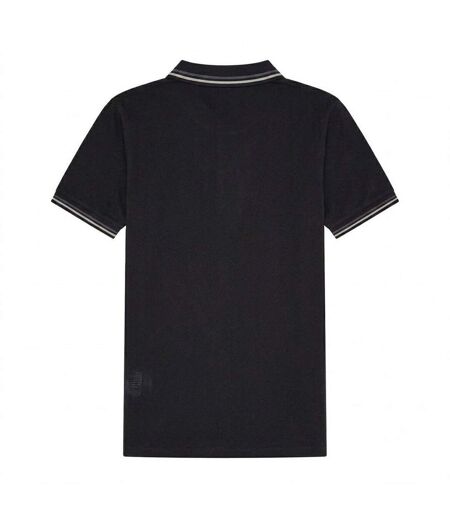 Mens Rooks Polo Shirt Black Grey Ellesse