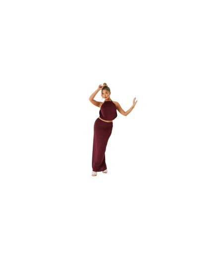 Jupe Longue Motif/style Colonne Femme Bordeaux Missy Empire