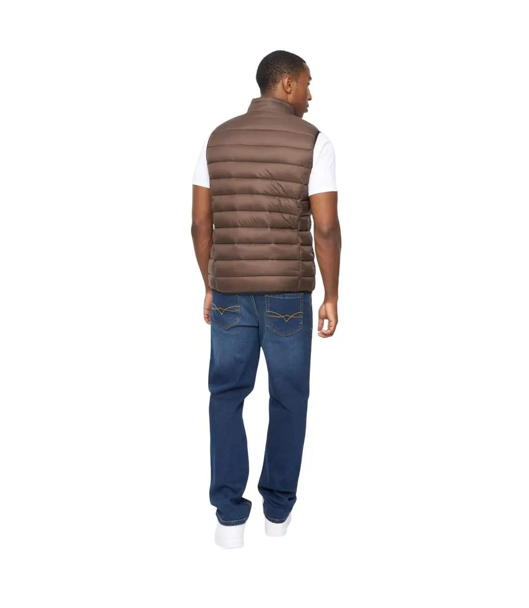 Mens Gattering Mve Quilted Gilet Brown Crosshatch-3
