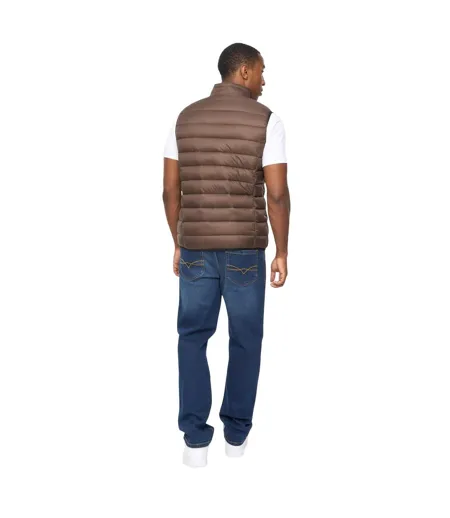 Mens Gattering Mve Quilted Gilet Brown Crosshatch